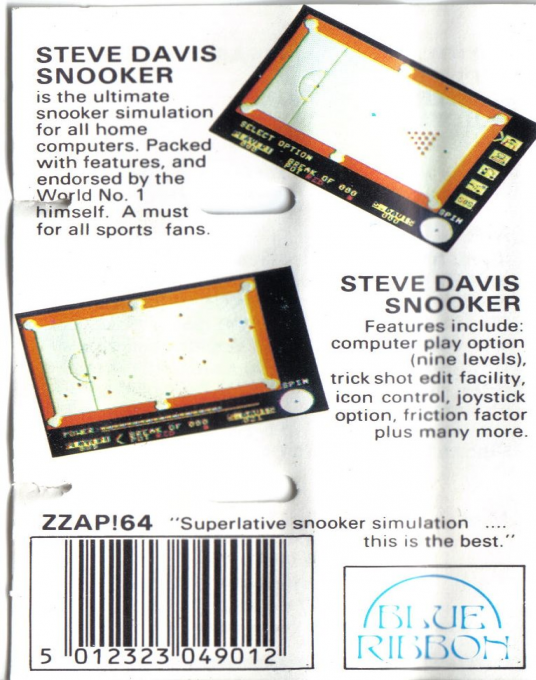 Steve Davis Snooker — box-2D-back (EU)