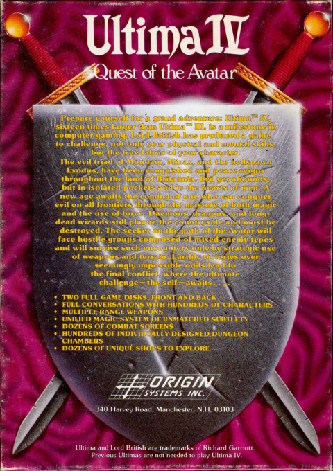 Ultima 4 - Quest Of The Avatar — box-2D-back (US)