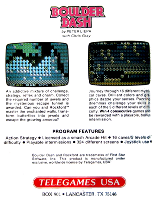 Boulder Dash — box-2D-back (US)