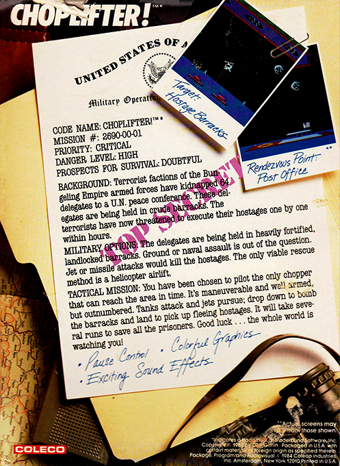 Choplifter! — box-2D-back (US)