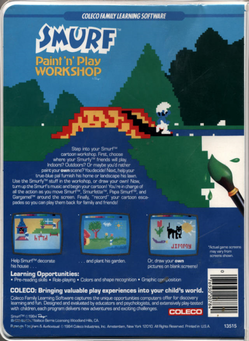 Smurf - Paint 'n' Play Workshop — box-2D-back (US)