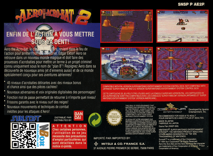 Aero The Acro-bat 2 — box-2D-back (EU)