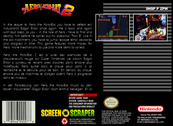 Aero The Acro-bat 2 — box-2D-back (SS)