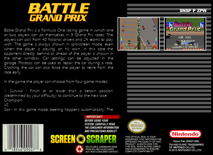 Battle Grand Prix — box-2D-back (SS)