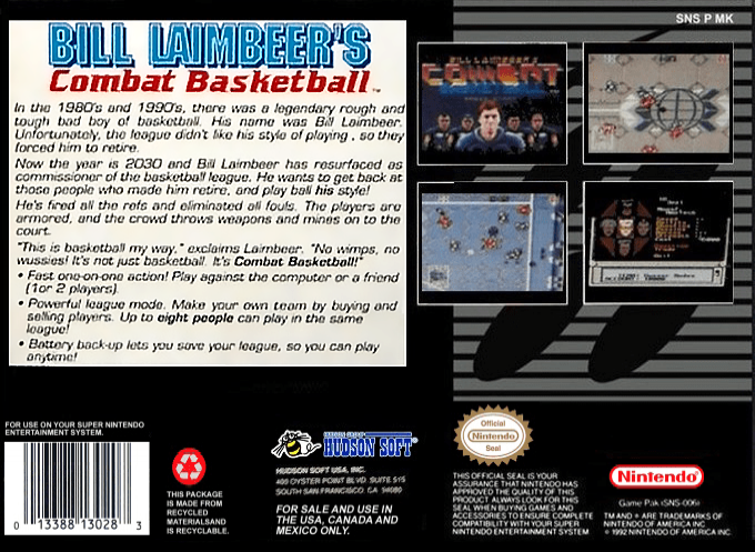 Bill Laimbeer's Combat Basketball — box-2D-back (US)