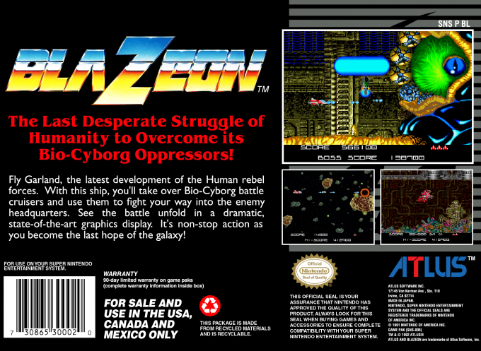 Blazeon - The Bio-cyborg Challenge — box-2D-back (US)