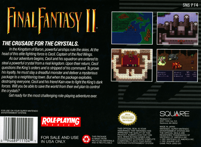Final Fantasy 2 — box-2D-back (US)