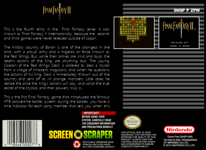Final Fantasy 2 — box-2D-back (SS)