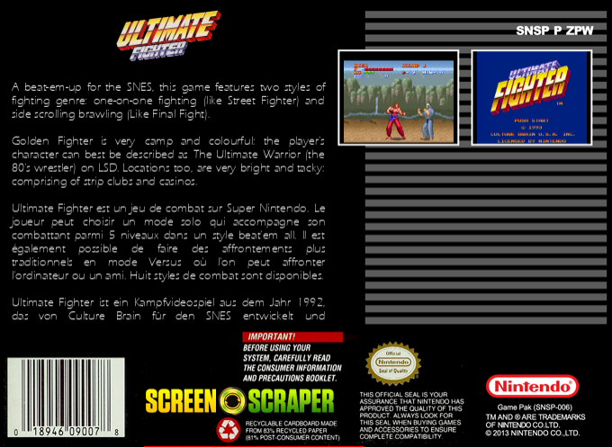 Ultimate Fighter — box-2D-back (SS)