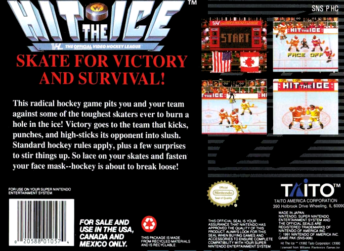 Hit The Ice - The Video Hockey League — box-2D-back (US)