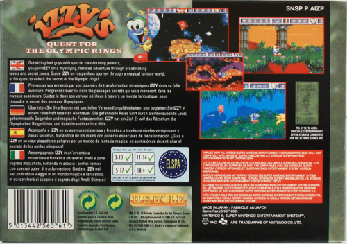 Izzy's Quest For The Olympic Rings — box-2D-back (EU)