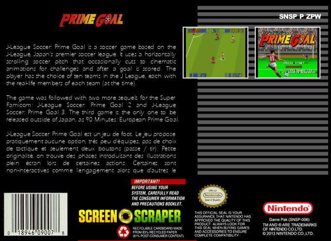 J.league Soccer Prime Goal — box-2D-back (SS)