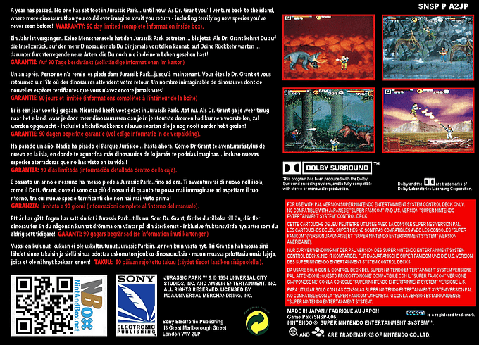 Jurassic Park Part 2 - The Chaos Continues — box-2D-back (EU)