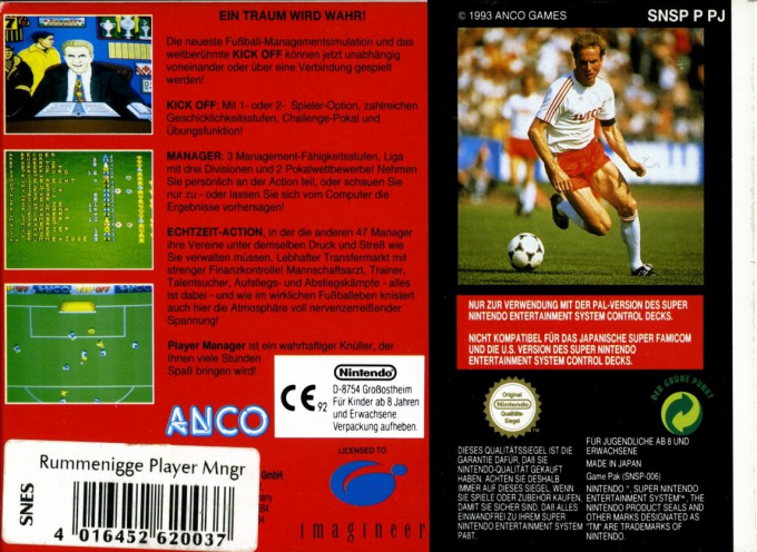 Kevin Keegan's Player Manager — box-2D-back (DE)