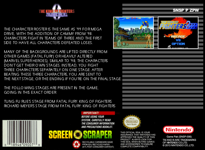 King Of Fighters 2000 — box-2D-back (WOR)