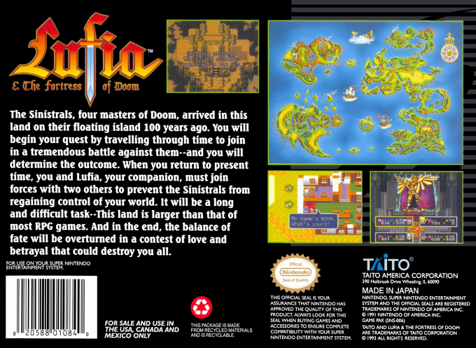 Lufia And The Fortress Of Doom — box-2D-back (US)