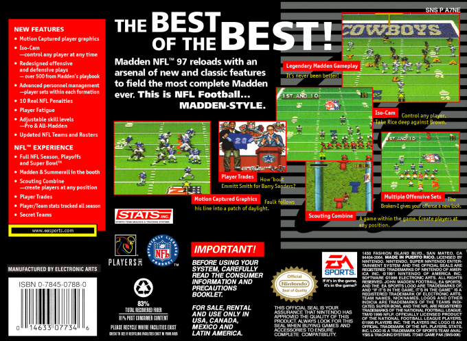Madden NFL 97 — box-2D-back (US)