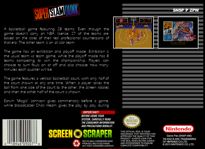 Super Slam Dunk — box-2D-back (SS)