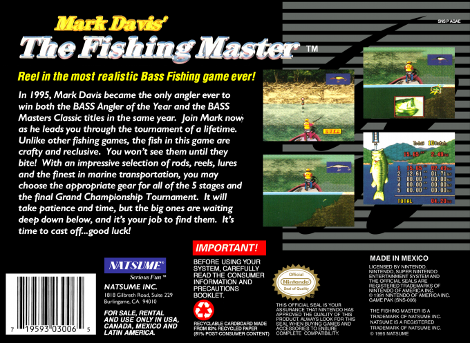 Mark Davis' The Fishing Master — box-2D-back (US)