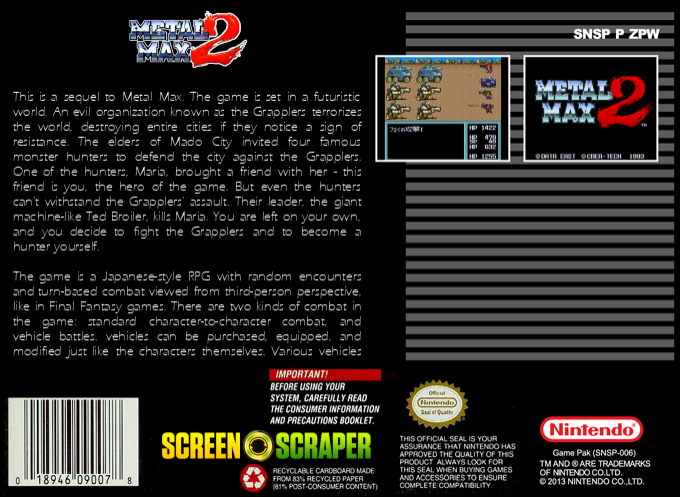 Metal Max 2 — box-2D-back (SS)