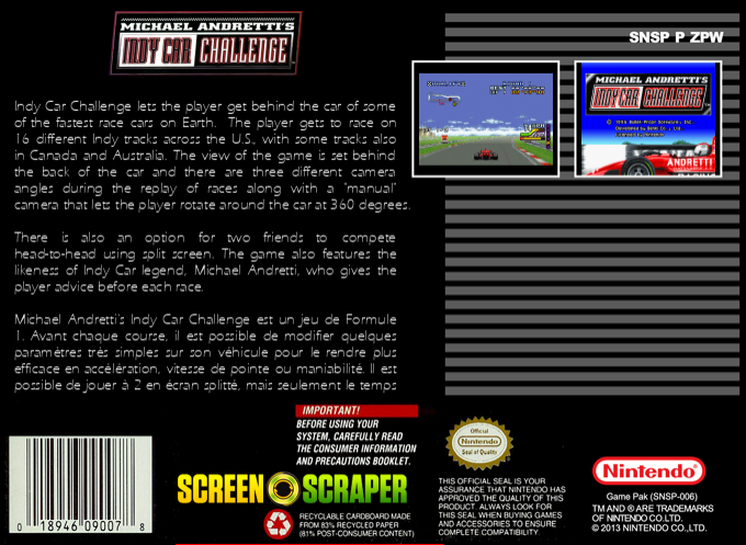 Michael Andretti's Indy Car Challenge — box-2D-back (SS)