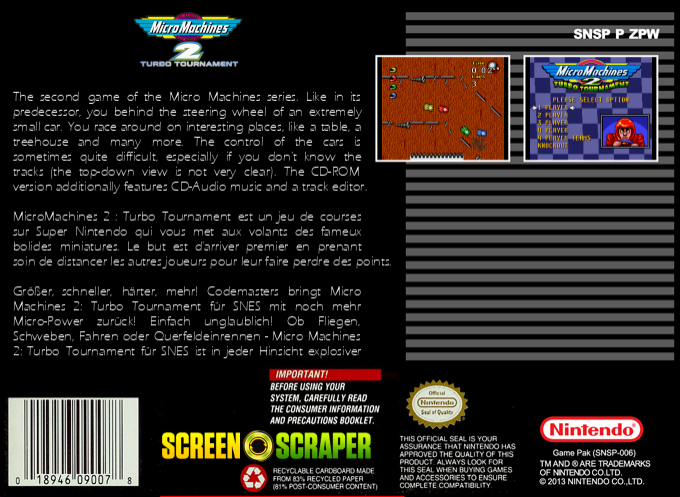 Micro Machines 2 - Turbo Tournament — box-2D-back (SS)