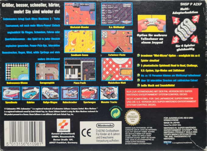 Micro Machines 2 - Turbo Tournament — box-2D-back (DE)