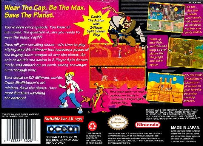 Adventures Of Mighty Max, The — box-2D-back (US)