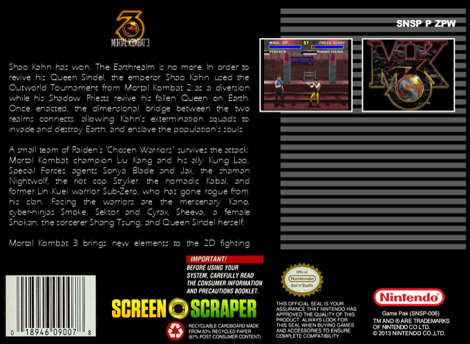 Mortal Kombat 3 — box-2D-back (SS)