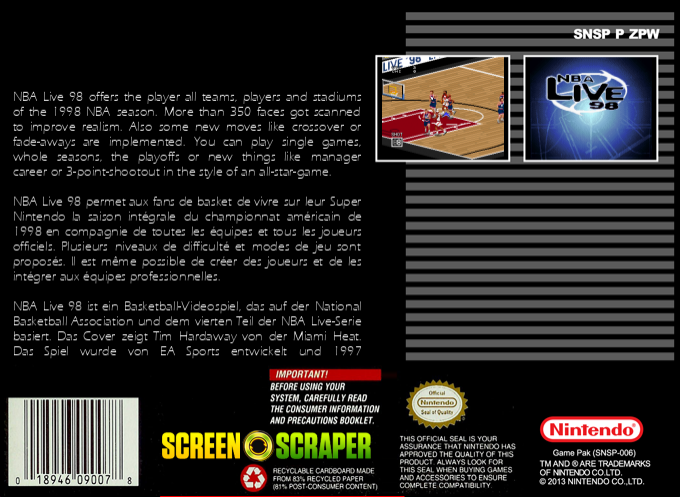 NBA Live 98 — box-2D-back (SS)