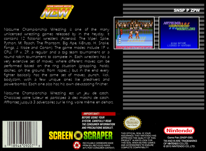 Natsume Championship Wrestling — box-2D-back (SS)