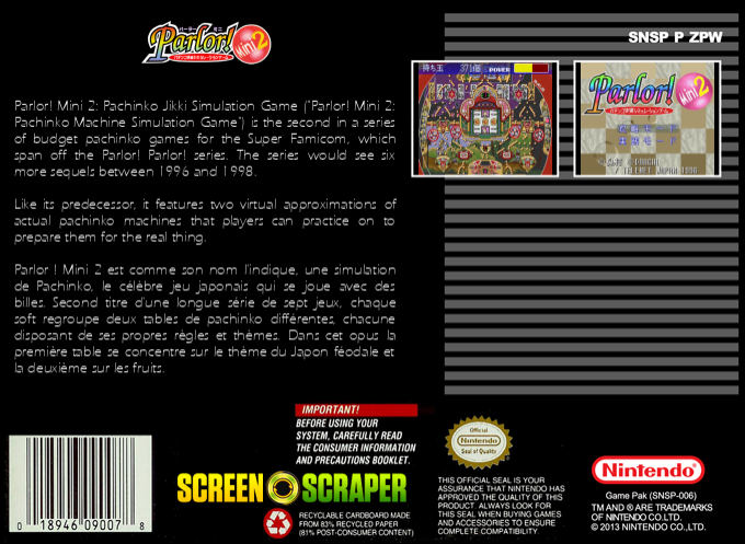 Parlor! Mini 2 - Pachinko Jikki Simulation Game — box-2D-back (SS)