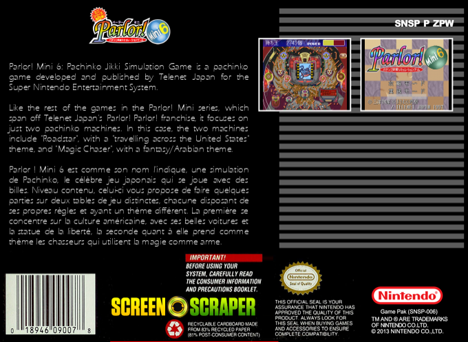 Parlor! Mini 6 - Pachinko Jikki Simulation Game — box-2D-back (SS)