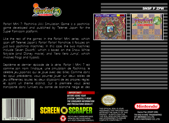 Parlor! Mini 7 - Pachinko Jikki Simulation Game — box-2D-back (SS)