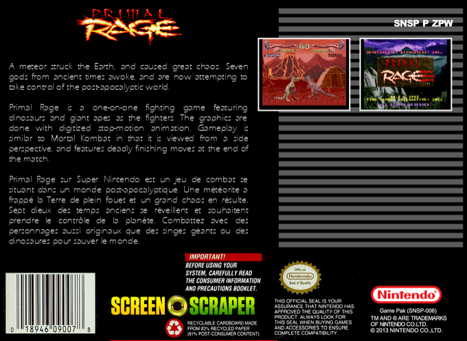 Primal Rage — box-2D-back (SS)