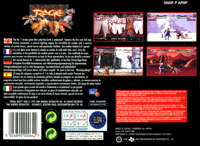 Primal Rage — box-2D-back (EU)