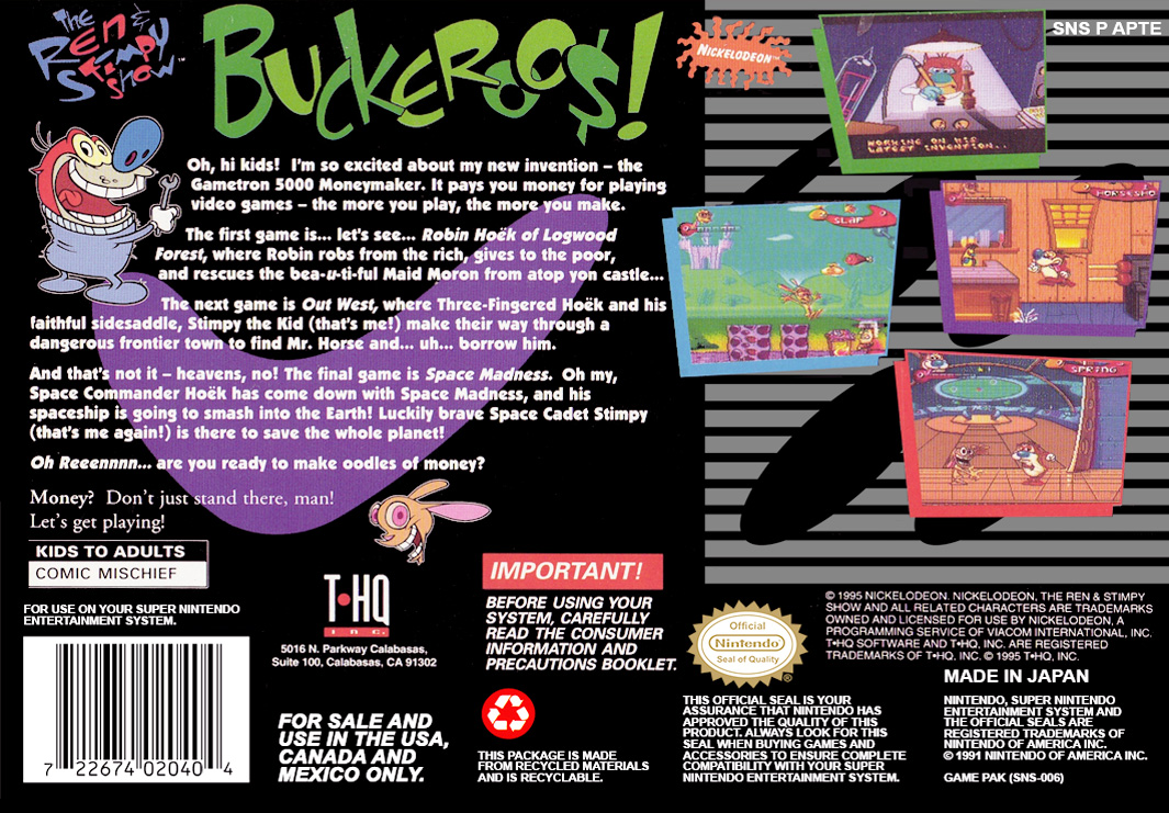 Ren And Stimpy Show - Buckeroo$!, The — box-2D-back (US)