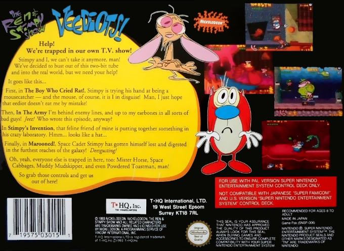 Ren And Stimpy Show - Veediots, The — box-2D-back (EU)