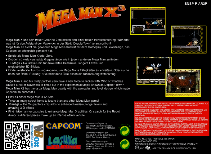 Mega Man X3 — box-2D-back (EU)