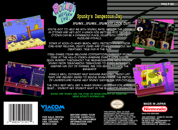 Rocko's Modern Life - Spunky's Dangerous Day — box-2D-back (US)