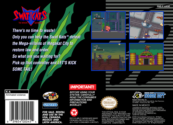 Swat Kats - The Radical Squadron — box-2D-back (US)