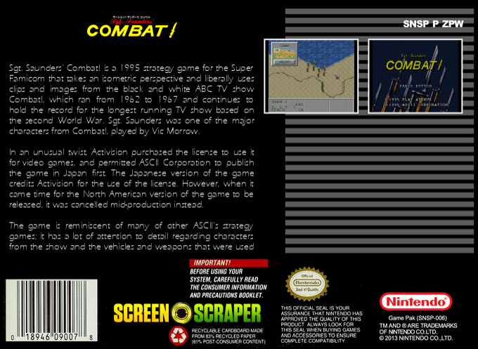 Sgt. Saunders' Combat! — box-2D-back (SS)