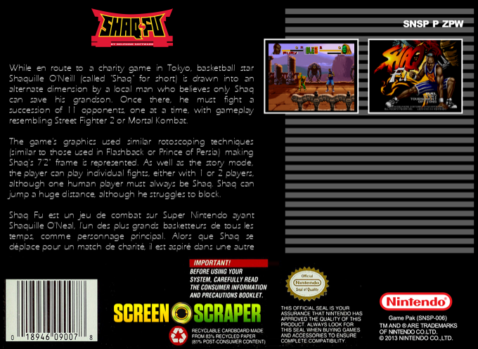 Shaq Fu — box-2D-back (SS)