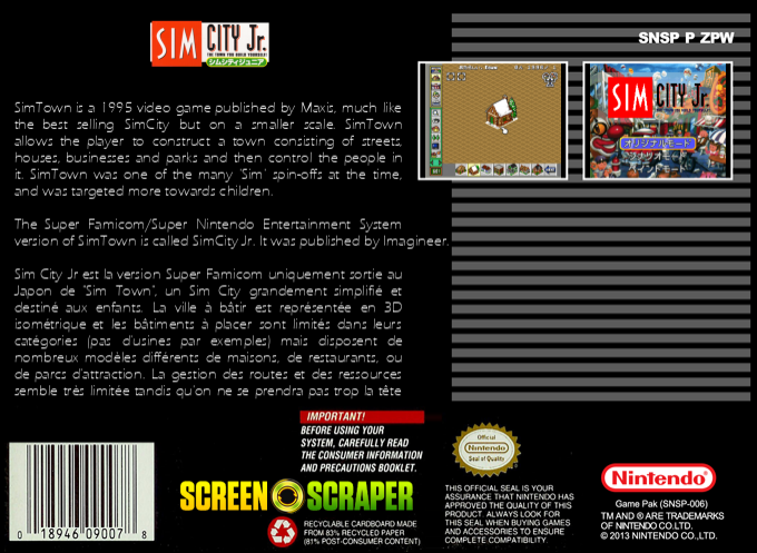 Simcity Jr. — box-2D-back (SS)