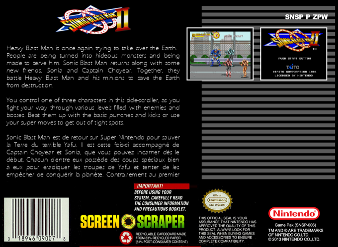 Sonic Blast Man 2 — box-2D-back (SS)