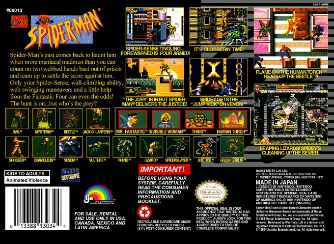 Spider-man — box-2D-back (US)