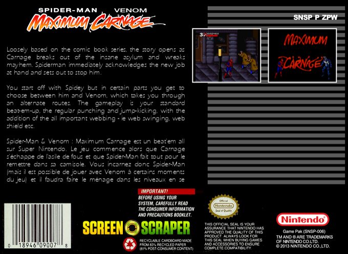 Spider-man And Venom - Maximum Carnage — box-2D-back (SS)