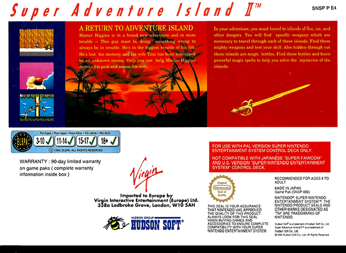 Super Adventure Island 2 — box-2D-back (EU)