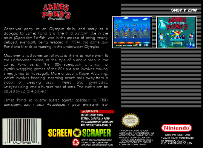 James Pond's Crazy Sports — box-2D-back (SS)