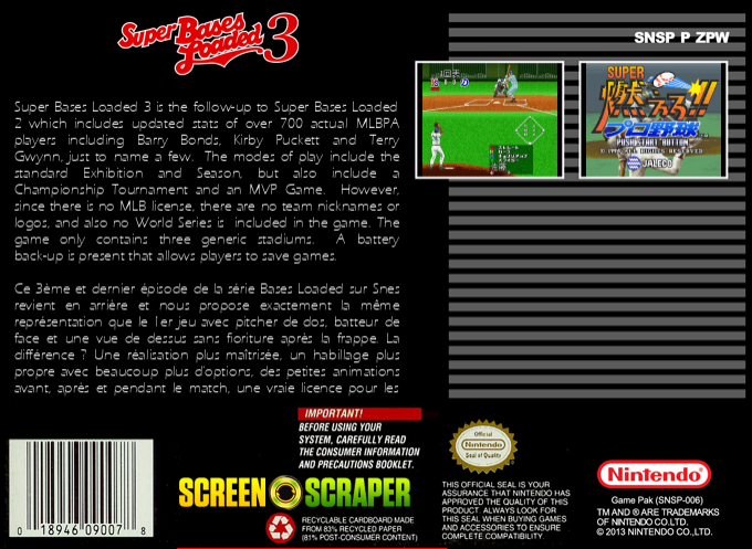 Super Bases Loaded 3 - License To Steal — box-2D-back (SS)